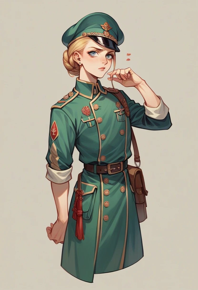 (best quality, master part, Melhor_qualidade, circunstanciado:1.5), Female Resistance Fighter (France, WWII): Wearing worn civilian clothes to blend in, wearing aged beret or scarf, and an old French Resistance flag patch, with blonde hair tied