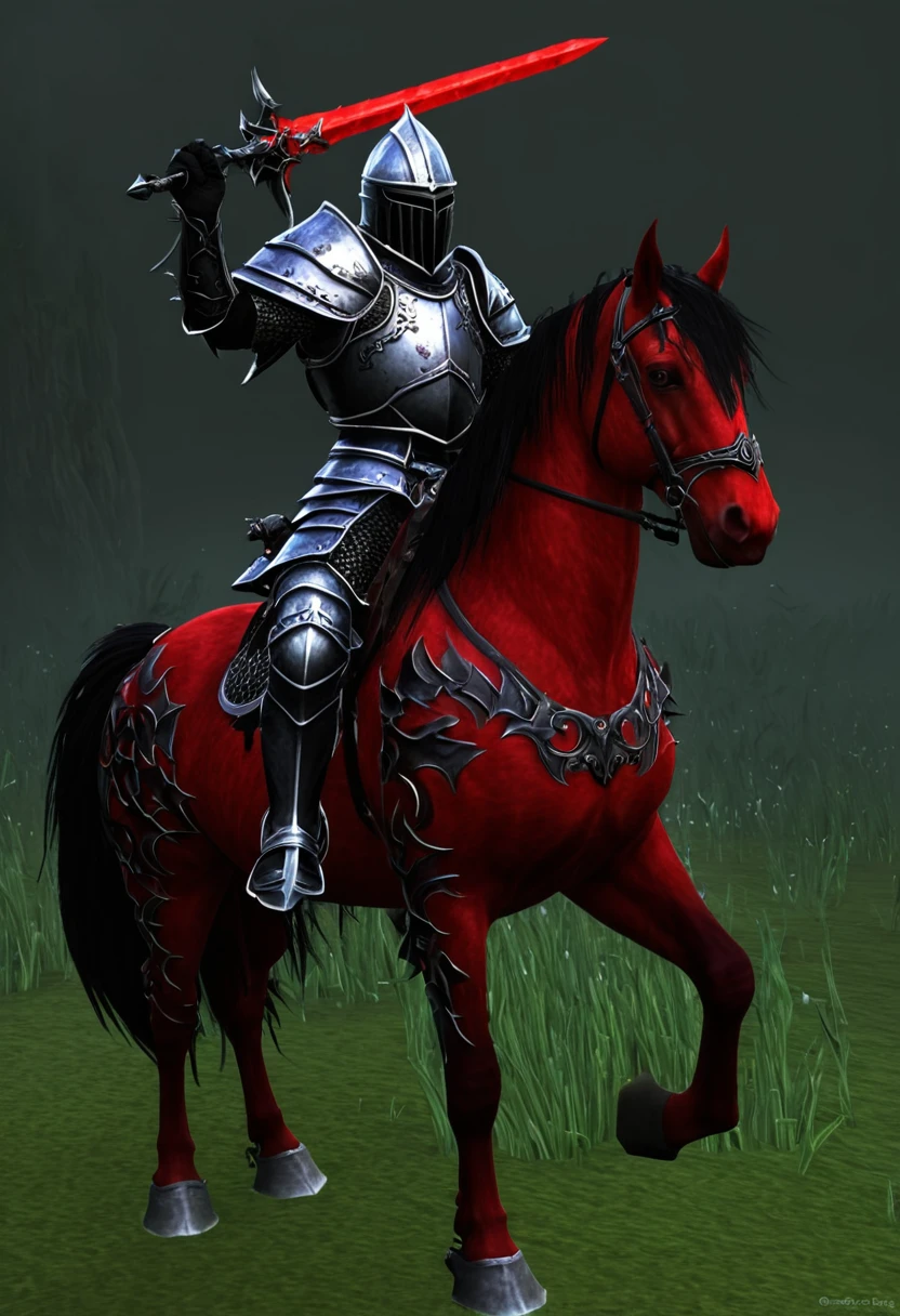 Death knight riding a red horse 