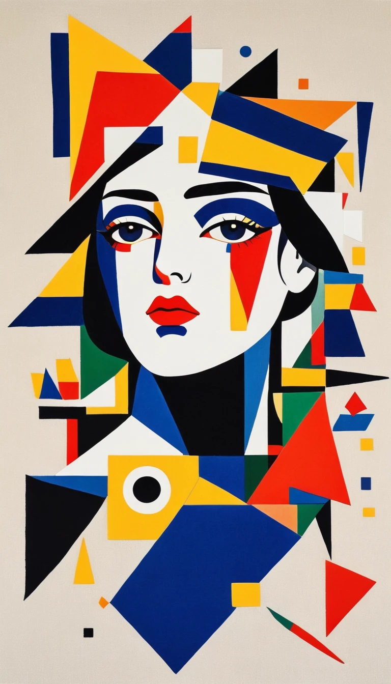 Cubist artwork n the style of Kazimir Malevich, Golden Ratio, The style is too complicated, embroidery, Unsplash, [plunder| kangaroo], the plunder is Furious, Magical Realism, Kazimir Malevich style, Kazimir Malevich art, Kazimir Malevich . Geometric shapes, Abstract, Innovative, Sexual