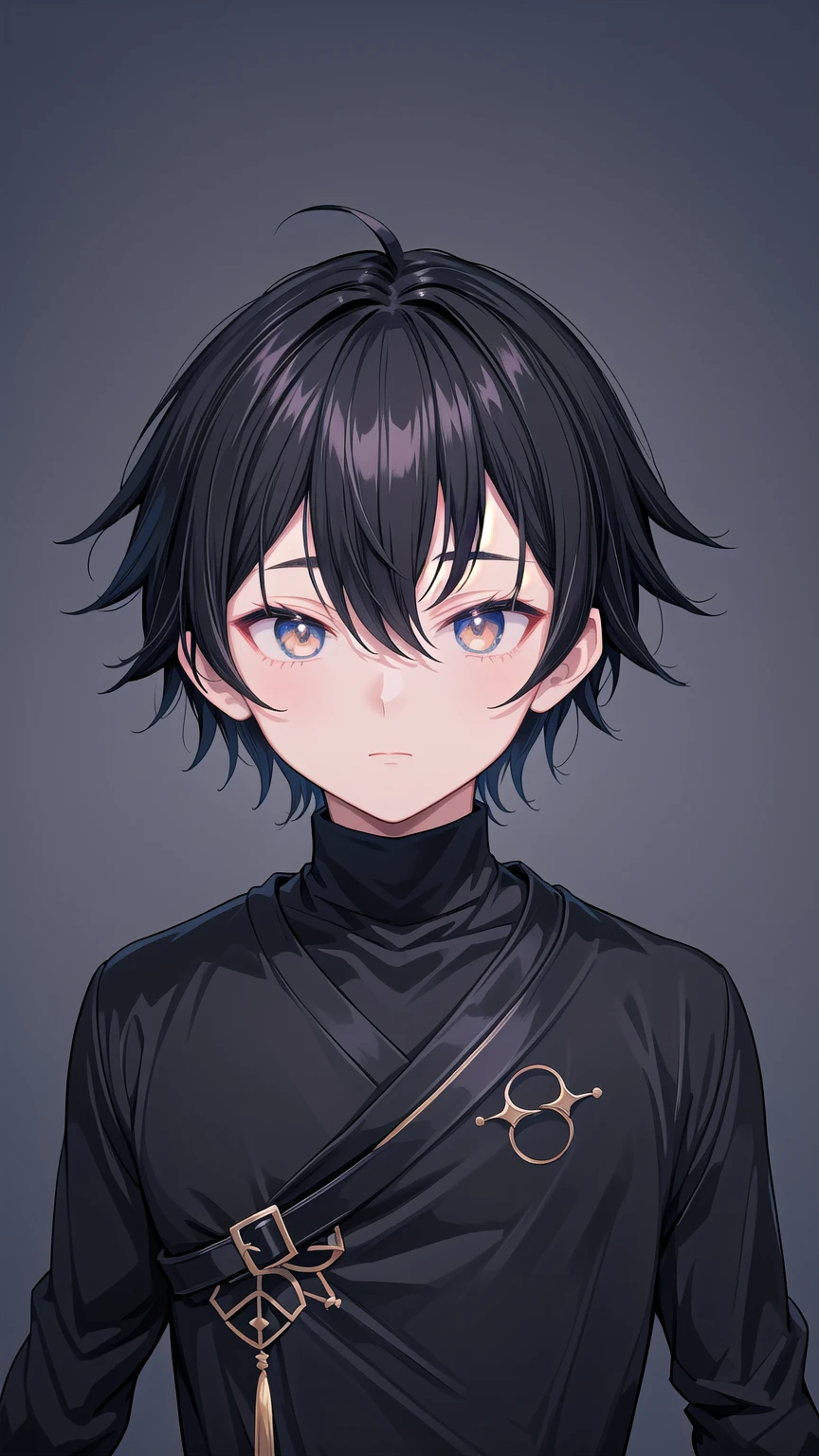 anime boy with black hair and a black turtle neck sweater, boy has short black hair, male anime style, inspired by Okumura Togyu, young anime man, anime style character, inspired by Okumura Masanobu, anime vtuber full body model, anime moe artstyle, in an anime style