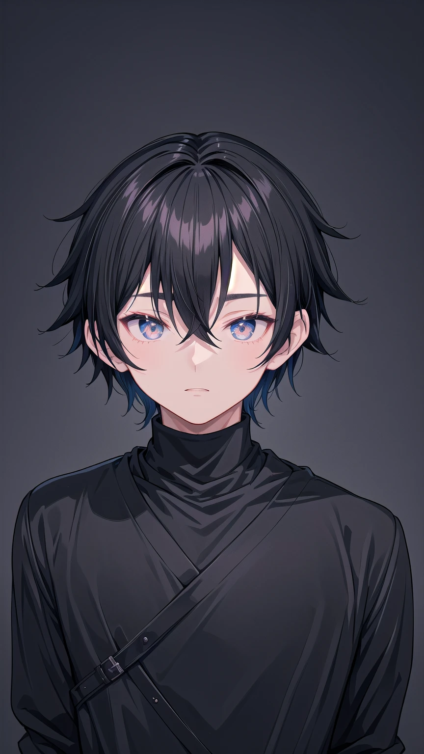 anime boy with black hair and a black turtle neck sweater, boy has short black hair, male anime style, inspired by Okumura Togyu, young anime man, anime style character, inspired by Okumura Masanobu, anime vtuber full body model, anime moe artstyle, in an anime style