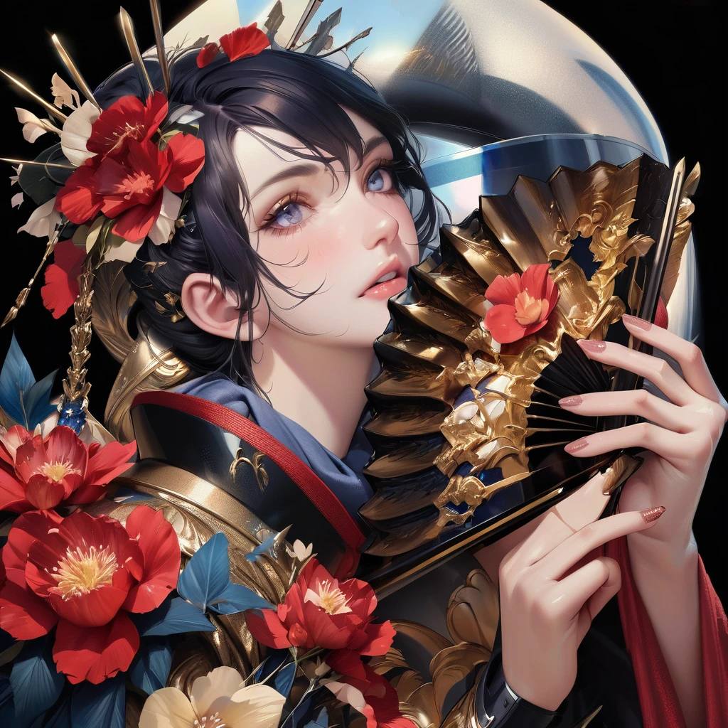 masterpiece, Absurd, The finer details, High resolution,highly detailed armor with gold plating, shiny armor, Realistic,PLD_armor, a female knight in armor, wearing PLD_armor, Blue scarf