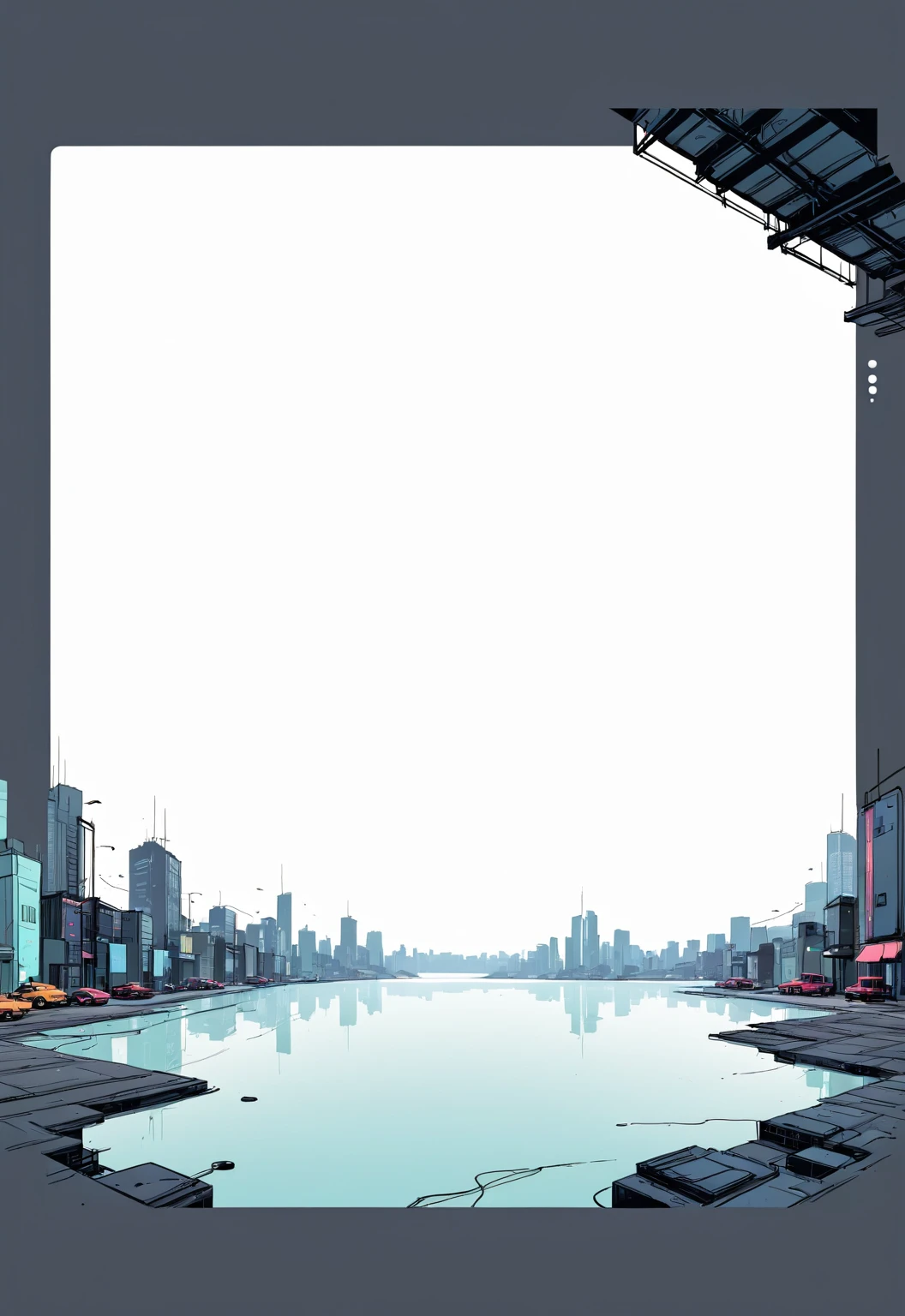 A modern minimalist blank card UI,Leave a square blank space in the middle,Below is an urban style text box。Applicable to card UI。color。