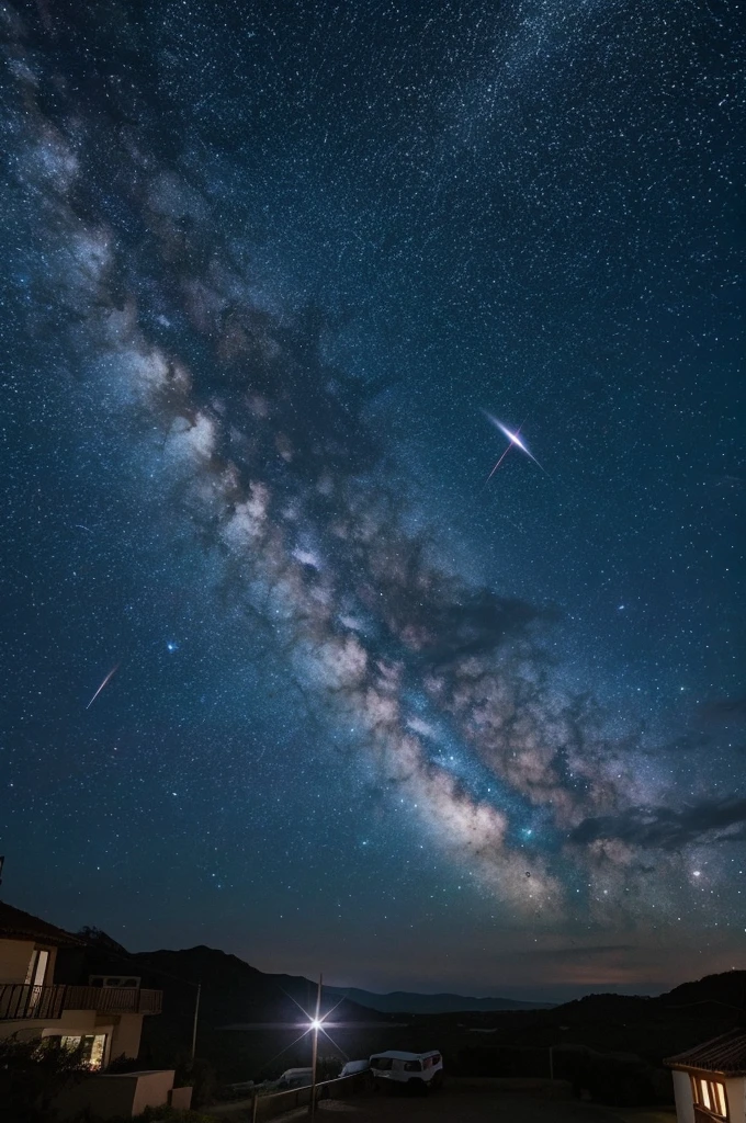 Shooting stars in the night sky