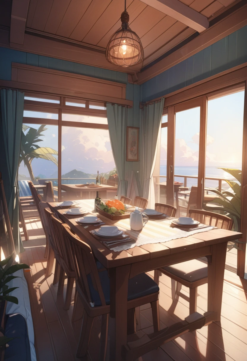 ((background only)),masterpiece, best quality, extremely detailed, ultra detailed, flat anime, 2D,
dinning table,
summer, 12AM, livingroom,