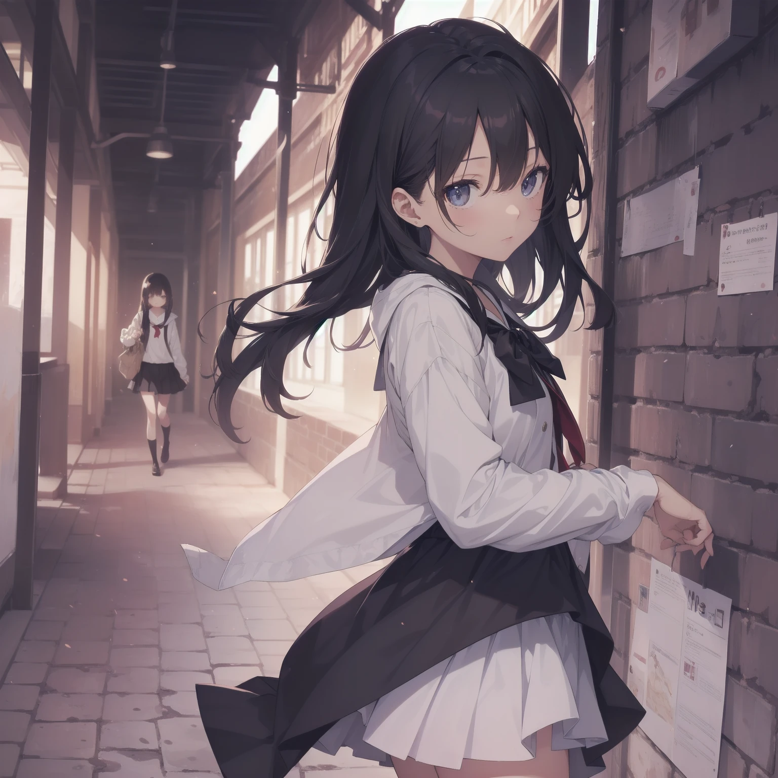 ultra-absurdres-Top quality by artist God, ultra-detailed, high resolution, anime moe artstyle, best anime 8k konachan wallpaper, pixiv contest winner, pool:2810, perfect anatomy,break, 1girl, (Please draw a girl walking sleepily to school alone. )break,(Solo,little female, 13-year-old:1.3),Full limbs, complete fingers,a junior high school student, (very short hair), short cut, flat chest, , small butt, small black eyes, beautiful detailed eyes, well-proportioned iris and pupils, expressive eyes, highres detailed hair, soft expression, salor school_uniform, sailor collar, serahuku, bow, pleated skirt,(Detailed Lighting), (Detailed background), in the School commute route. break,super detailed skin, Best cinematic lighting powered by famous artist, 8k,beauty illustration,photoshop_(medium),very aesthetic,break,((artist:yuuhagi_(amaretto-no-natsu) )), artist:clamp ,artist:carnelian ,artist:kantoku ,