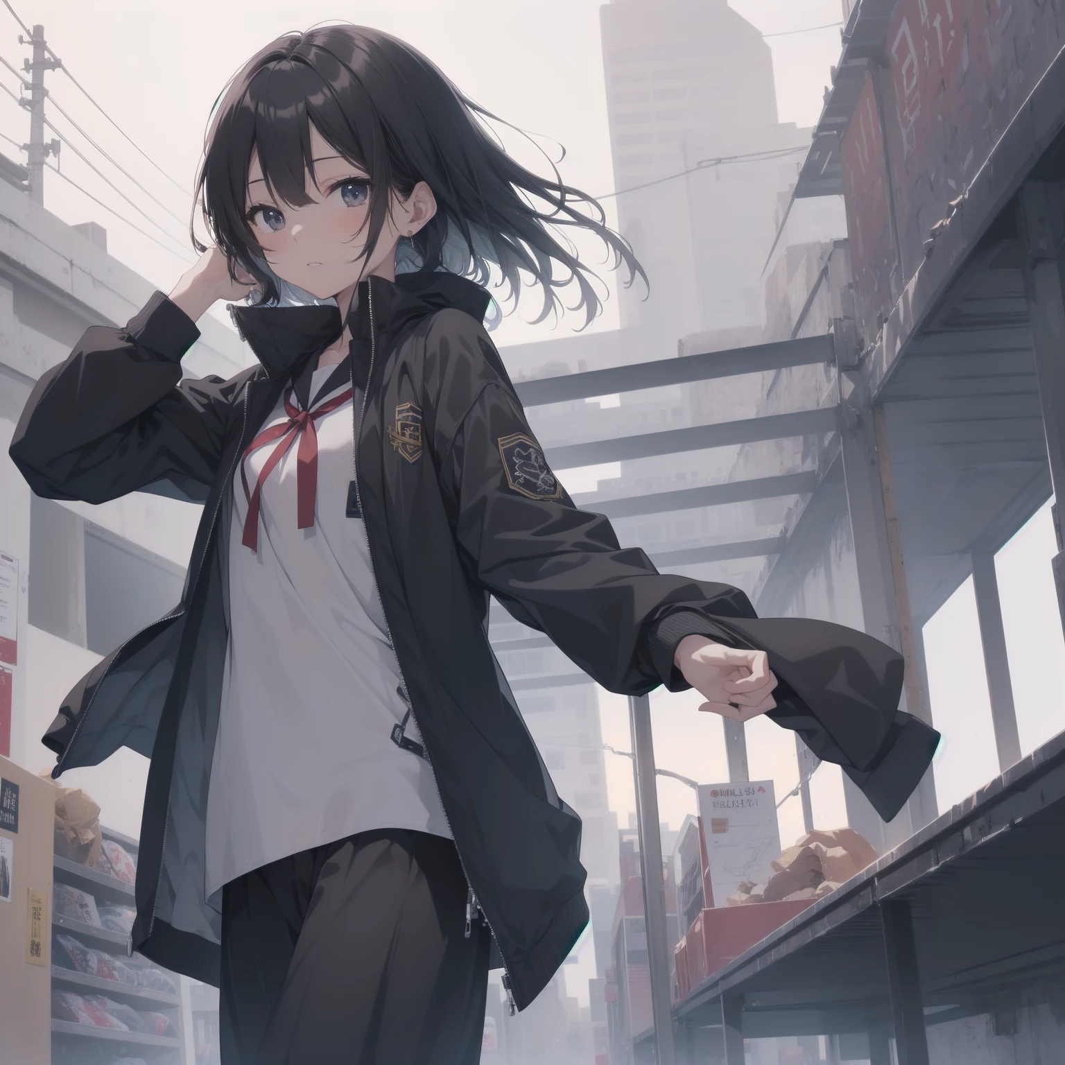 God-like quality, Anime Moe Art Style,Best Anime 8K Konachan Wallpaper,Amazing anime 8k,Perfect Anatomy, (Please draw a girl walking sleepily to school.. ),break, One girl, (alone,,,13 years old:1.3),, The charm of androgyny, (Very short hair), Complete limbs, Full Finger,Flat Chest, Small Ass, between legs, Small eyes,Beautiful black eyes in 8k detail,Disgusted Eyes, , School zone. break,Very detailed,High resolution,Very detailed肌, Professional Lighting, (cool illustration:1.2),