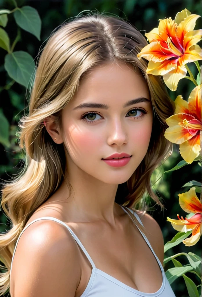 Watercolor art, Flowers, by Carne Griffithest, 1girl, (best quality, masterpiece, Representative work, official art, Professional, 8k:1.3)