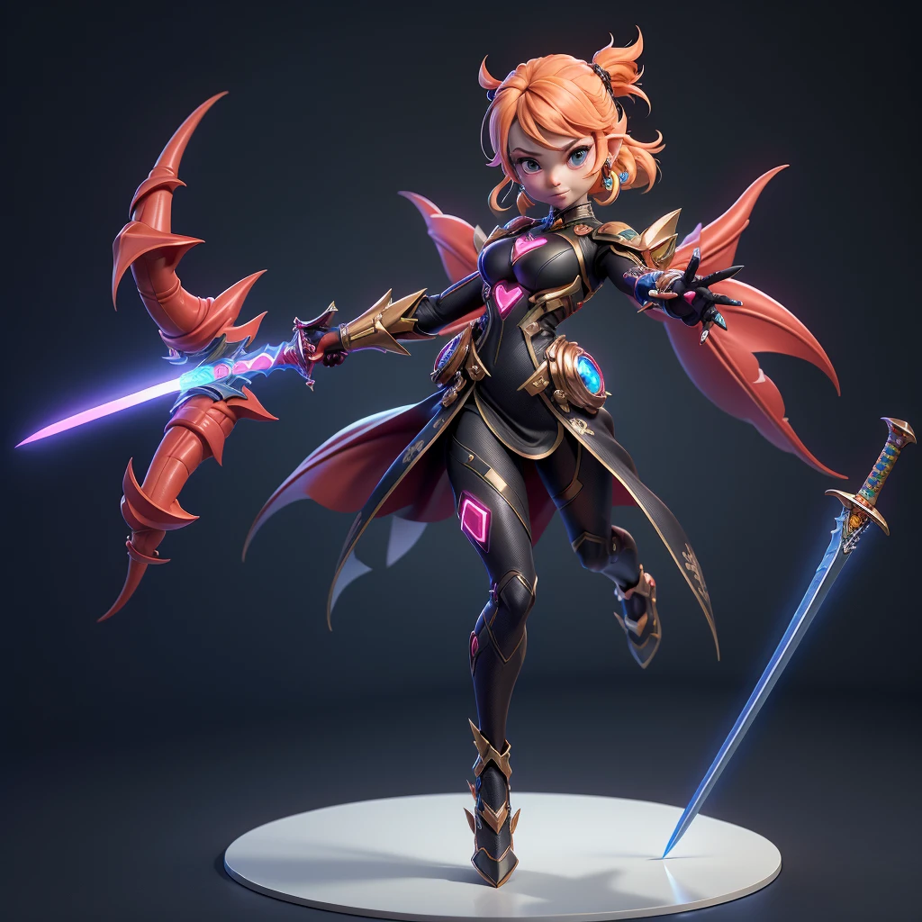 mini dragon, Alone, Ray Tracing, Estilo 3D, 3dmm, (3 poses per photo), full body, (bodysuit branco),(dark dress), over all view,((3 poses per photo)), over all view, Hearts of the Kingdom style clothes,((3 poses in each photo)), over all view, metroid, ((with futuristic sword)),ultra-realistic skin, (big tits)