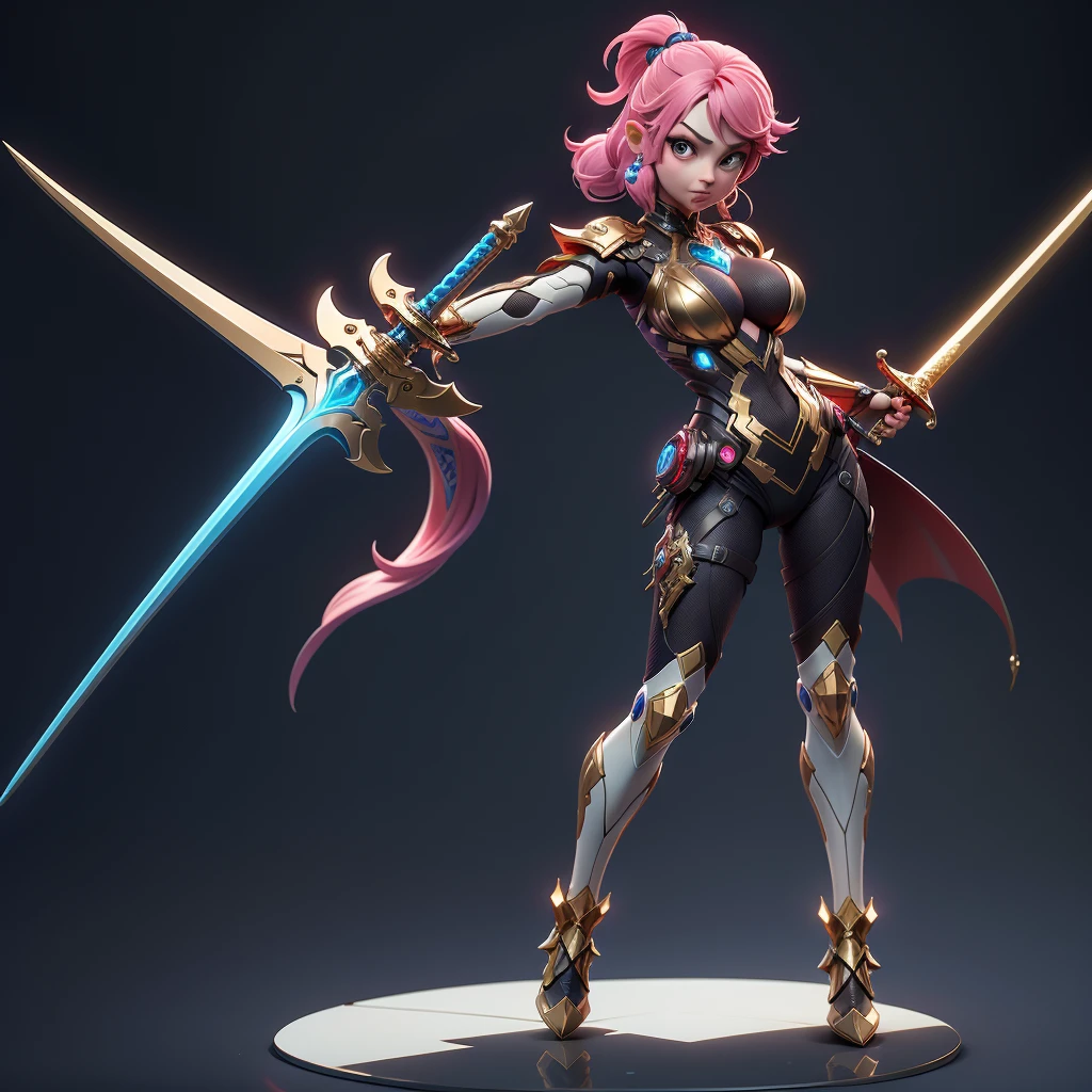 mini dragon, Alone, Ray Tracing, Estilo 3D, 3dmm, (3 poses per photo), full body, (bodysuit branco),(dark dress), over all view,((3 poses per photo)), over all view, Hearts of the Kingdom style clothes,((3 poses in each photo)), over all view, metroid, ((with futuristic sword)),ultra-realistic skin, (big tits)