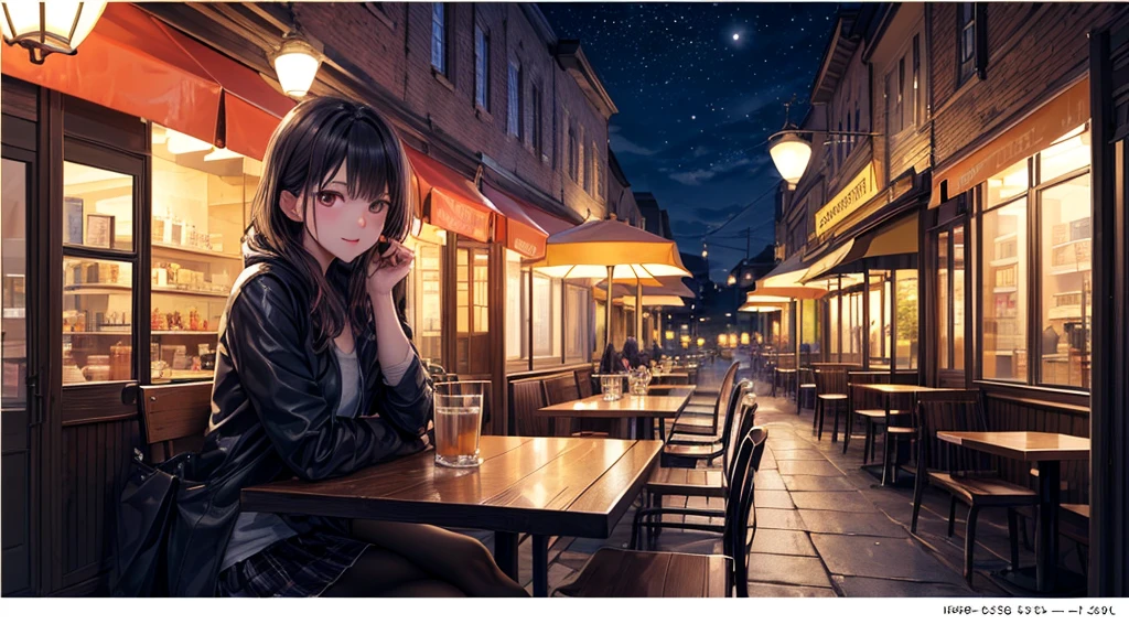 (Original photo, Highest quality), 1 girl,  Lisa, night,Cafe, relax,
Satosh Khan&#39;Art Style、Five fingers