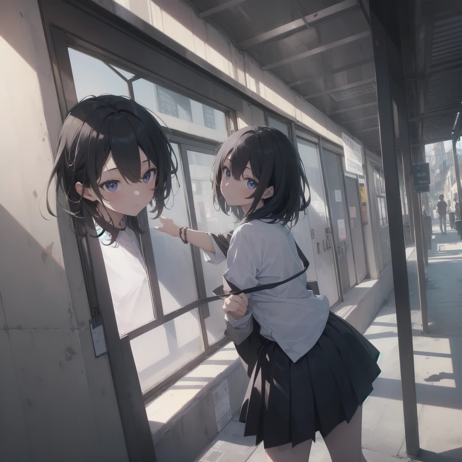 ultra-absurdres-Top quality by artist God, ultra-detailed, high resolution, anime moe artstyle, best anime 8k konachan wallpaper, pixiv contest winner, pool:2810, perfect ???????,break, 1girl, (Please draw a girl walking sleepily to school alone. )break,(Solo,little female, 13-year-old:1.3),Full limbs, complete fingers,a junior high school student, (very short hair), short cut, flat chest, , small butt, small black eyes, beautiful detailed eyes, well-proportioned iris and pupils, expressive eyes, highres detailed hair, soft expression, salor school_uniform, sailor collar, serahuku, bow, pleated skirt,(Detailed Lighting), (Detailed background), in the School commute route. break,super detailed skin, Best cinematic lighting powered by famous artist, 8k,beauty illustration,photoshop_(medium),very aesthetic,break,((artist:yuuhagi_(amaretto-no-natsu) )), artist:clamp ,artist:carnelian ,artist:kantoku ,
