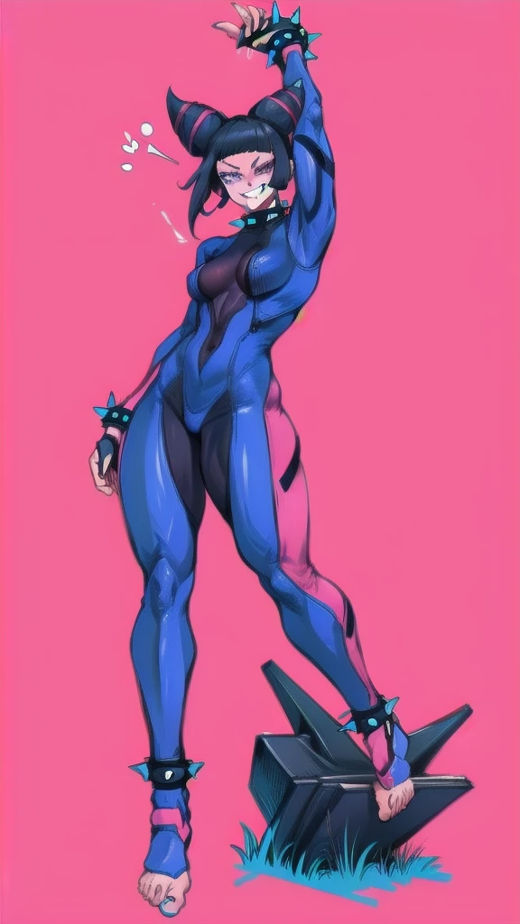 Draw a face carefully　High quality anime style faces　Black Hair　Black full body suit　Purple pantyhose with bat print　Attractions　Laughter　Morrigan Aensland　Rear View