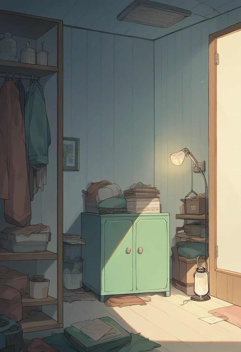 Naked anime girl alone in the room 