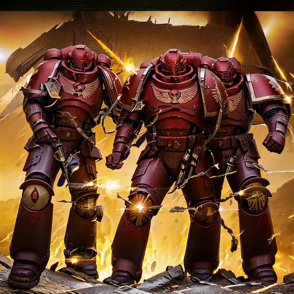 volumetric cinematic lighting, (highly detailed:1.4), digital render, smooth, sharp focus, full body 8k render, action shot, realistic reflections, cinematic composition, 
 calgar, solo, 1boy, middle aged man, military man, bionic eye, cape, ammunition belt, arm cannon, one glowing red eye, power fist, pauldron, iron halo, poised, 
jumping, clenched fist, ready to punch, fury, anger, 
 