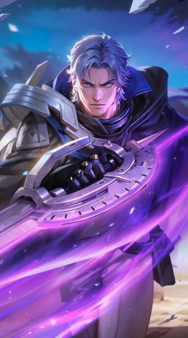Wakigai is an imposing ninja with an athletic and muscular build.. His face is decorated with battle scars, témoignant de son expérience sur le champ de bataille. Her silver hair is tied into a messy ponytail, ajoutant à son apparence sauvage et impétueuse. He wears elegant samurai armor, complete with a sparkling katana on her belt. 4k , ultra detailed , lighting , lightning , electricity , yellow theme , desert clothes , skiny , man , scene deconcertante , incroyable mouvement , orage , electricity power , nuance de couleur blufante , power of steel , short hair,19 years old boy , katana , epeiste, Beige , maron , jaune , electricity all around his body and sword , desert clothes , Suna style , desert ninja , ninja of Suna from Naruto vibes 