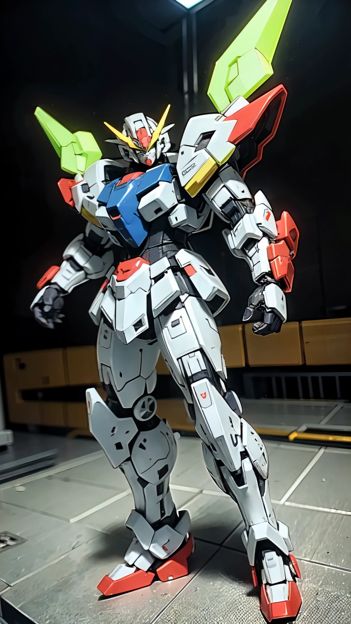 (masterpiece:1.5, best quality:1.5, extremely delicate:1.5), humanoid Mecha, fully enclosed shoulder guards, matching arm and leg guards, full body, full armor, the design balances heavy with agility, (the color scheme is primarily white with red and blue accents, the concept Inspired by Super robot, organic biotech armor, standing, floating high above the futuristic sci-fi city), exquisite and mature art style, (aura effect, energy, glowing eyes, the armor glows), ((SRS)), metallic, dramatic, high definition, highres, ultra-detailed, ultra-fine painting, professional, perfect body proportions, anatomically correct, symmetrical face, extremely detailed eyes and face, high quality eyes, creativity, RAW photo, UHD, 32k, Natural light, cinematic lighting, masterpiece-anatomy-perfect
