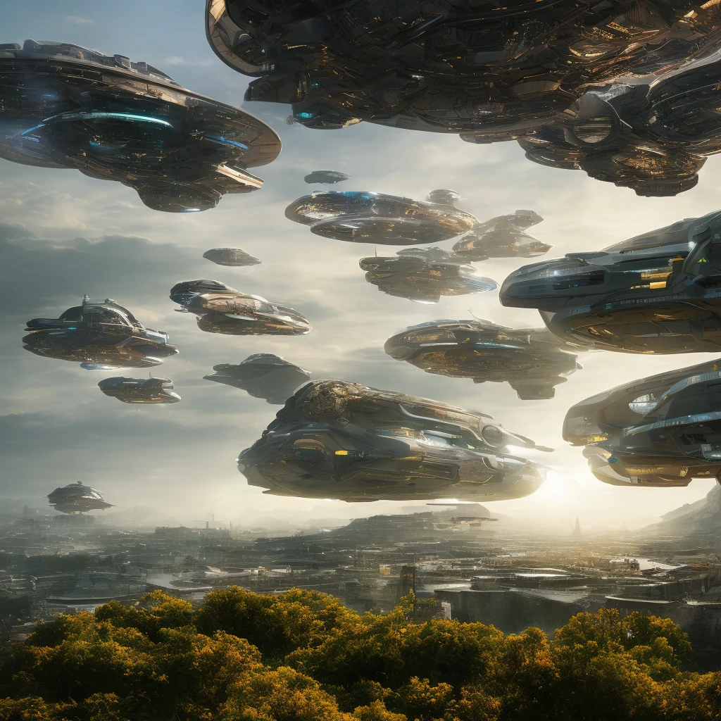 landscape of a futuristic Science Fiction City, Science Fiction, Surreal, high resolution, City
