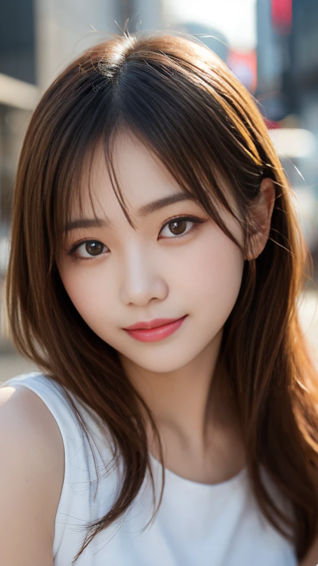 Tabletop, Highest quality, shape, Very detailed, finely, High resolution, 8k wallpaper, 完璧なダイナミックな構shape, Beautiful and detailed,ランダムなcute髪,,Natural color lip, 20-year-old girl、cute、Looking into the camera,Always blur the background,Perfect and beautiful face,Slim face and figure,Big eyes、Putting on gal makeup,Small face、Blurred Background,Elegant feminine face、Cyberpunk Fashion、smile、sunset、Change pose randomly、Randomly change the shooting angle and position