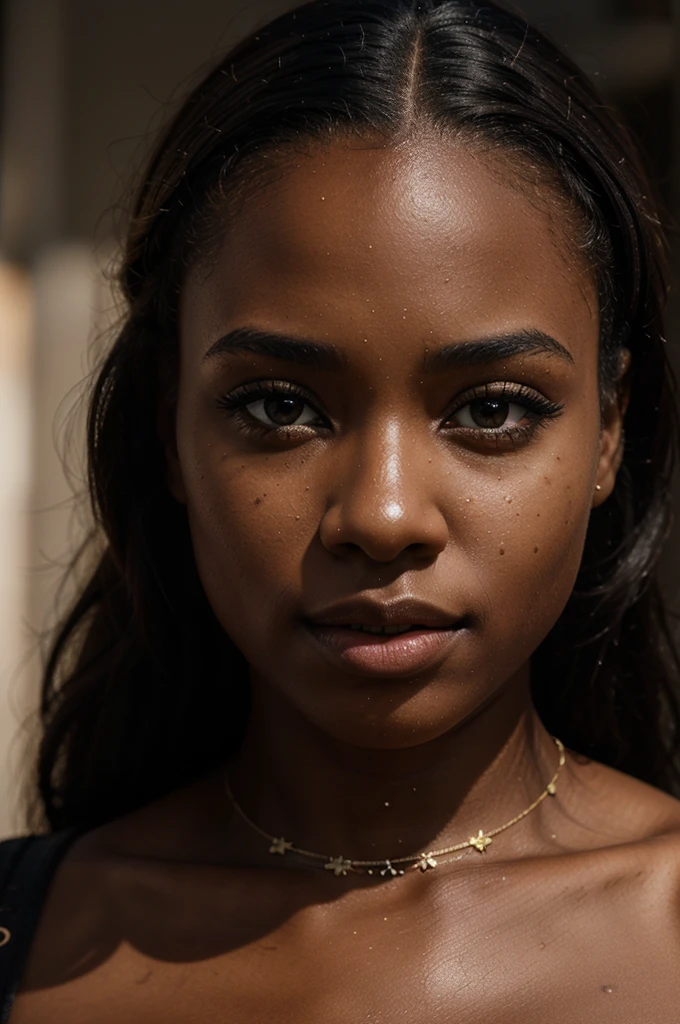 a young black girl, beautiful detailed eyes, beautiful detailed lips, extremely detailed face, detailed skin texture, 1girl, intricate details, cinematic lighting, high quality, 8k, realistic, photo-realistic