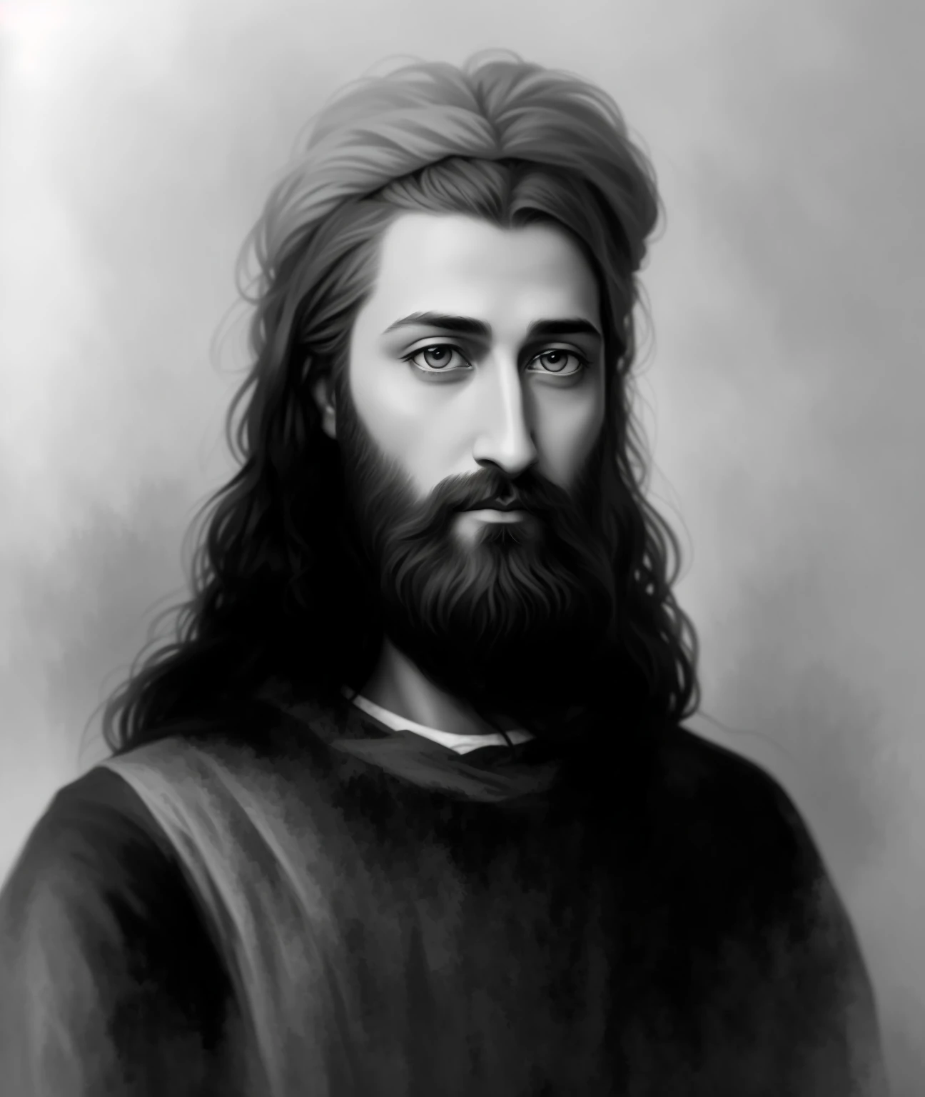 a painting of a man with long hair and beard, classic Indian turban, dark curly hair, male fantasy portrait, digital fantasy portrait, Greek myth digital painting, Portrait of Jesus Christ, Jesus Christ, detailed matte fantasy portrait, digital illustation, renaissance digital painting, fantasy art portrait, brilliant angelic being, fantasy portrait, detailed digital painting, face of jesus, Godrays digital painting, Detailed digital art in 4k --auto --s2