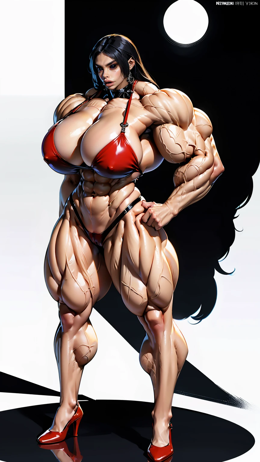(beautiful girl:1.25), (megan fox:1.25), (large fake breasts:1.25), (young naked bodybuilder girl:1.25), (huge muscular arms:1.25), seductive face, mouth wide open carnage style, long red hair, perfect muscular body, super skinny legs, sissy, femboy, (full body view:1.25),