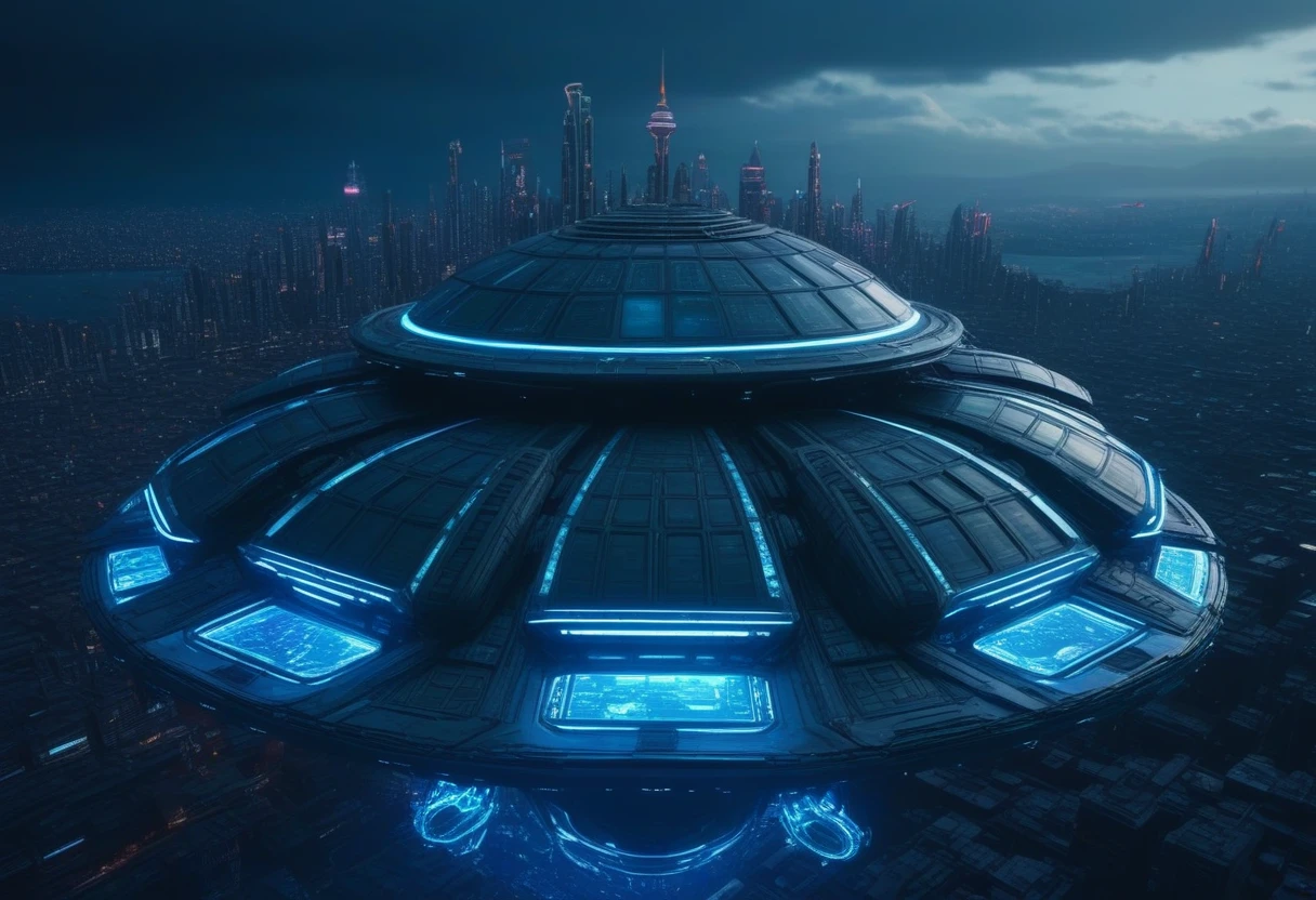 a city built on top of a giant turtle's shell, highly detailed, intricate architecture, futuristic sci-fi cyberpunk style, glowing neon lights, floating platforms, advanced technology, flying vehicles, alien-like creatures, otherworldly landscape, dramatic lighting, cinematic composition, photorealistic, 8k, hyper detailed