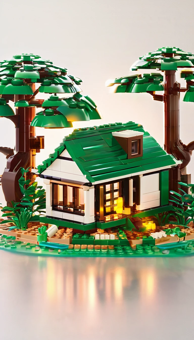 Tik Tok logo,Miyazaki illustration style,nature,house,warm light,Rim Light,Mood lighting,Mid-shot,Lego,Super Fine,Ultra HD