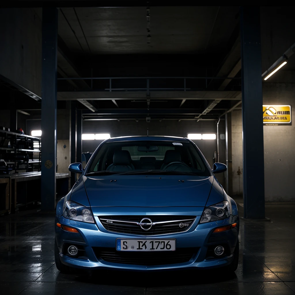Opel safira from the year 2007 tuner look lowered in a very dark blue