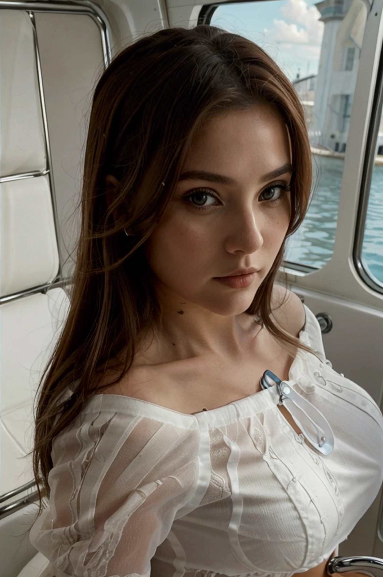 un contact visuel d' bateau selfie