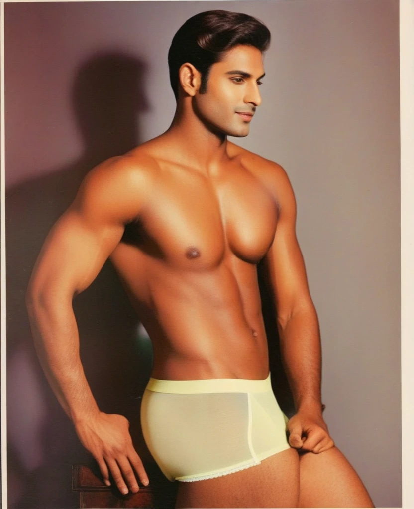 A man in Indian LUX VENUS undervest and LUX Classio underwear