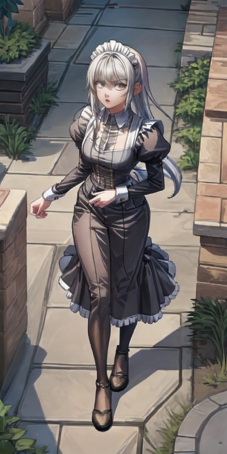 Roxanne maid slave on bed open arms(masterpiece, top quality, best quality) pixel art, Slave 1girl full body toe to head, maid dress