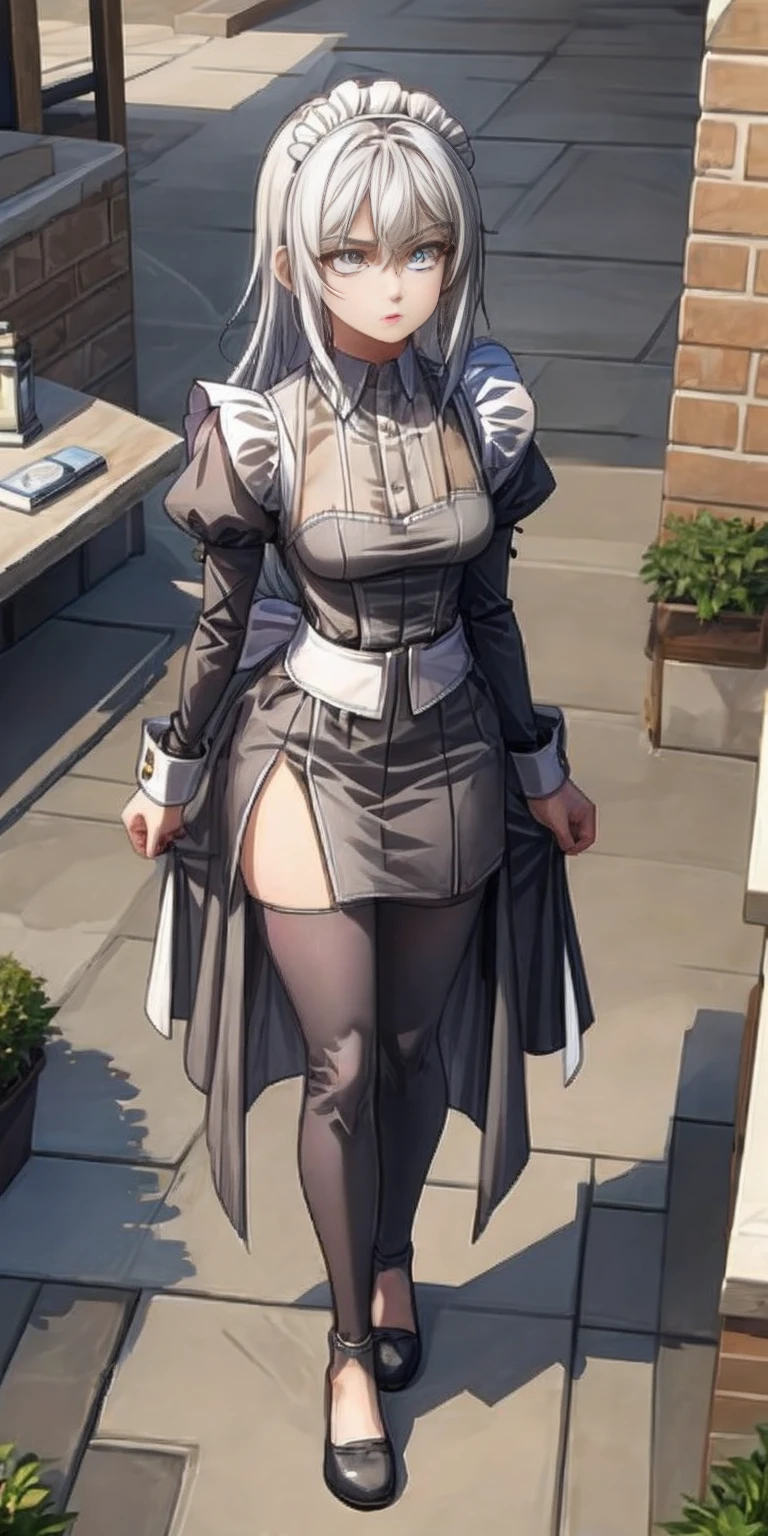 Roxanne maid slave on bed open arms(masterpiece, top quality, best quality) pixel art, Slave 1girl full body toe to head, maid dress