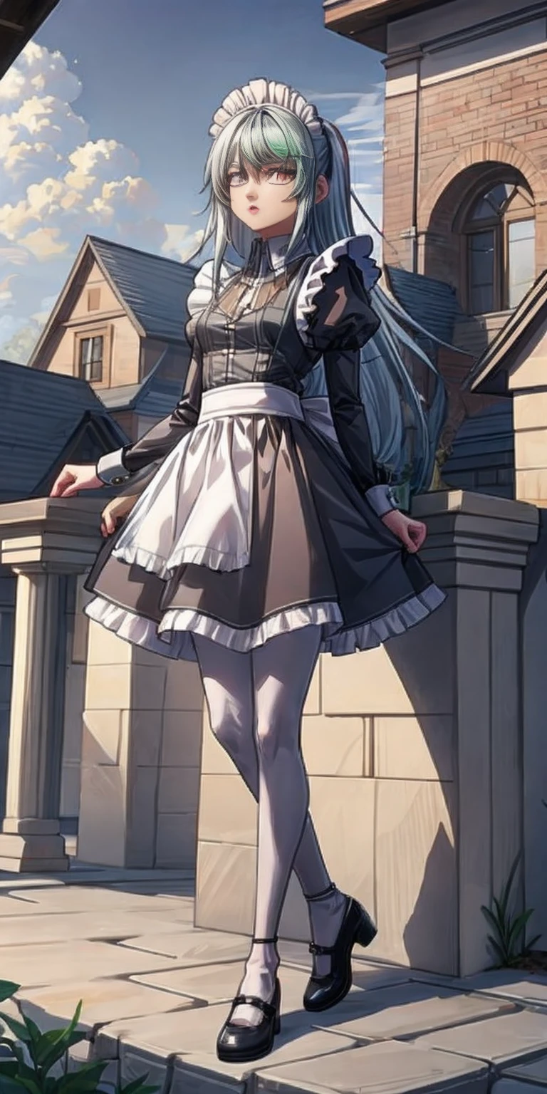 Roxanne maid slave on bed open arms(masterpiece, top quality, best quality) pixel art, Slave 1girl full body toe to head, maid dress