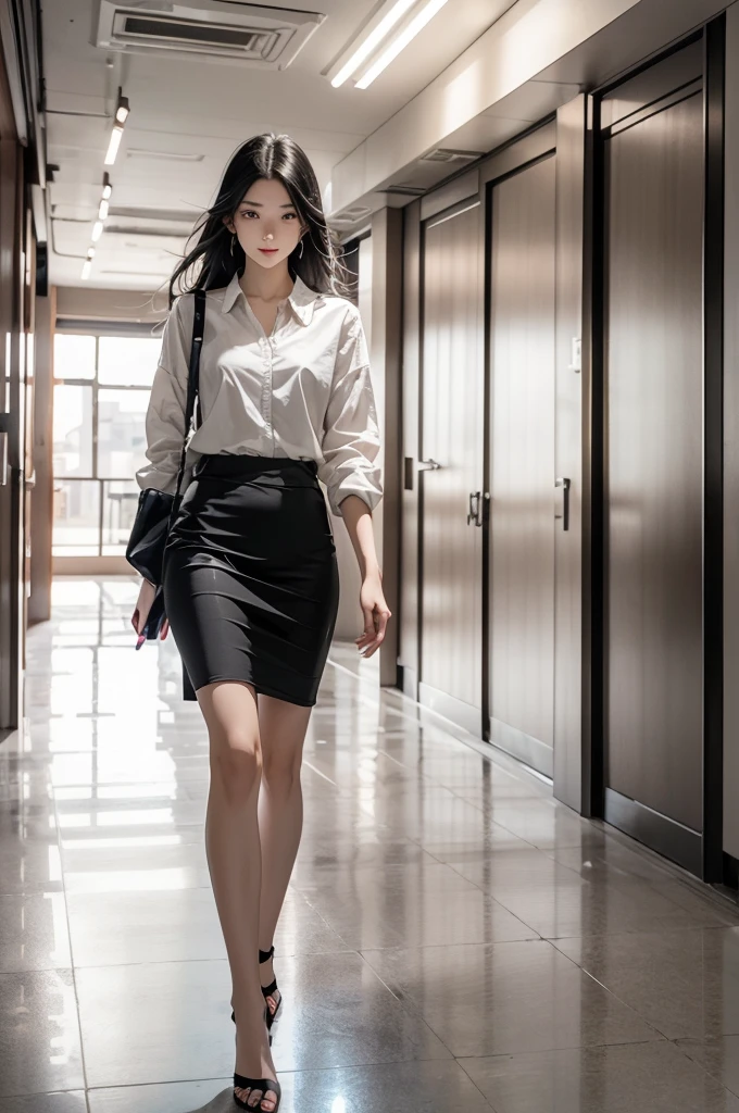 1girl,solo,serious,v-shaped eyebrows,sweat,sweatdrop,clenched teeth,
black hair,long hair,
BREAK
school,debris,fleeing,collapse,indoors,running,(hallway,school hallway),white shirt,pencil skirt,stiletto heels,, ultra wide angle shot,cinematic style,8k,RAW photo,photo-realistic,masterpiece,best quality,highres,extremely detailed,intricate details,absurdres resolution,High quality texture,detailed texture,colorful,professional lighting,radiosity,photon mapping,physically-based rendering,High quality shadow,Ray tracing,perfect body,perfect face,hdr,slim long legs,perfect hands,perfect feet