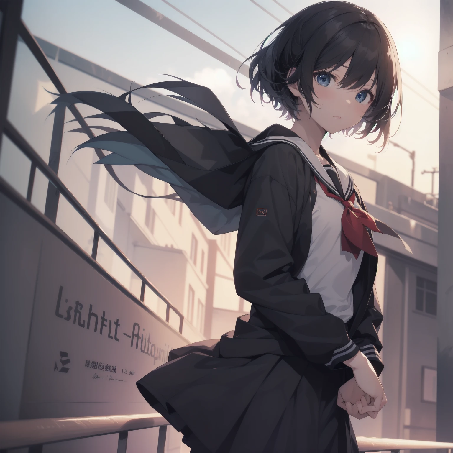 ultra-absurdres-Top quality by artist God, ultra-detailed, high resolution, anime moe artstyle, best anime 8k konachan wallpaper, pixiv contest winner, pool:2810, perfect anatomy,break, 1girl, (Please draw a girl walking sleepily to school alone. )break,(Solo,little female, 13-year-old:1.3),Full limbs, complete fingers,a junior high school student, (very short hair), short cut, flat chest, , small butt, small black eyes, beautiful detailed eyes, well-proportioned iris and pupils, expressive eyes, highres detailed hair, soft expression, salor school_uniform, sailor collar, serahuku, bow, pleated skirt,(Detailed Lighting), (Detailed background), in the School commute route. break,super detailed skin, Best cinematic lighting powered by famous artist, 8k,beauty illustration,photoshop_(medium),very aesthetic,break,((artist:yuuhagi_(amaretto-no-natsu) )), artist:clamp ,artist:carnelian ,artist:kantoku ,
