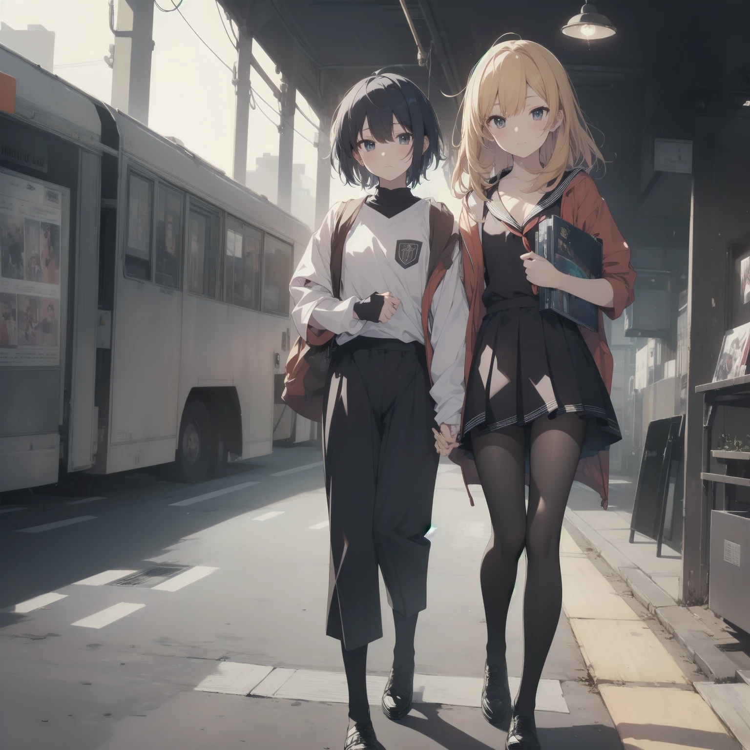 ultra-absurdres-Top quality by artist God, ultra-detailed, high resolution, anime moe artstyle, best anime 8k konachan wallpaper, pixiv contest winner, pool:2810, perfect anatomy,break, 1girl, (Please draw a girl walking sleepily to school alone. )break,(Solo,little female, 13-year-old:1.3),Full limbs, complete fingers,a junior high school student, (very short hair), short cut, flat chest, , small butt, small black eyes, beautiful detailed eyes, well-proportioned iris and pupils, expressive eyes, highres detailed hair, soft expression, salor school_uniform, sailor collar, serahuku, bow, pleated skirt,(Detailed Lighting), (Detailed background), in the School commute route. break,super detailed skin, Best cinematic lighting powered by famous artist, 8k,beauty illustration,photoshop_(medium),very aesthetic,break,((artist:yuuhagi_(amaretto-no-natsu) )), artist:clamp ,artist:carnelian ,artist:kantoku ,