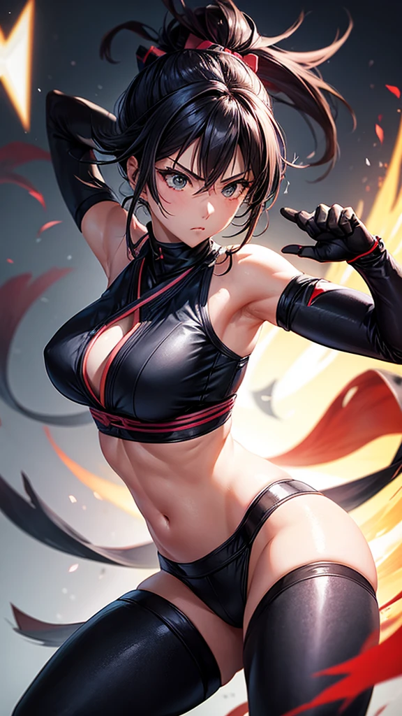 A female ninja is throwing shuriken。sexy