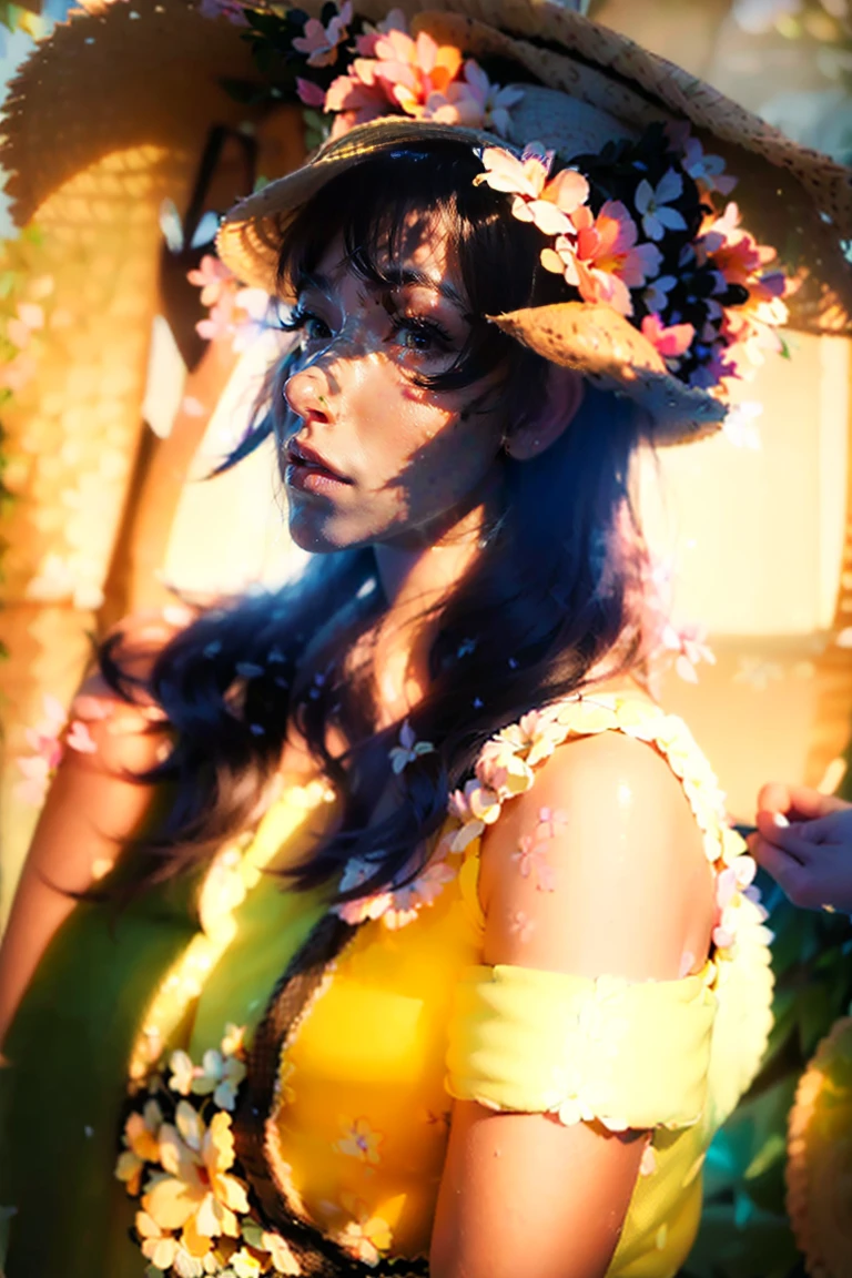 (extreme close up:1.5), (face focus:2),(Style of ???? ???:1.5),
((side face:2)),(1girl surrounded by soft_light:1.5), (backlighting:1.8), (lighting),(flowing fabric:1.3), ((Floral_summer_dress:1.5),(Straw_hat:1.3)),
(masterpiece), realistic, HDR, highly detailed, 8k, raw photo,
ambient occlusion, natural, harmonious composition, warm tones, fine art photography,