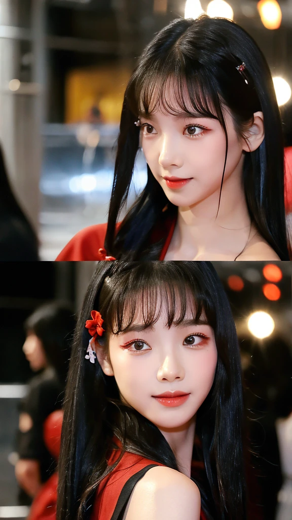 Black hair Red eyes sexy kimono Black Fang hairpin,long hair