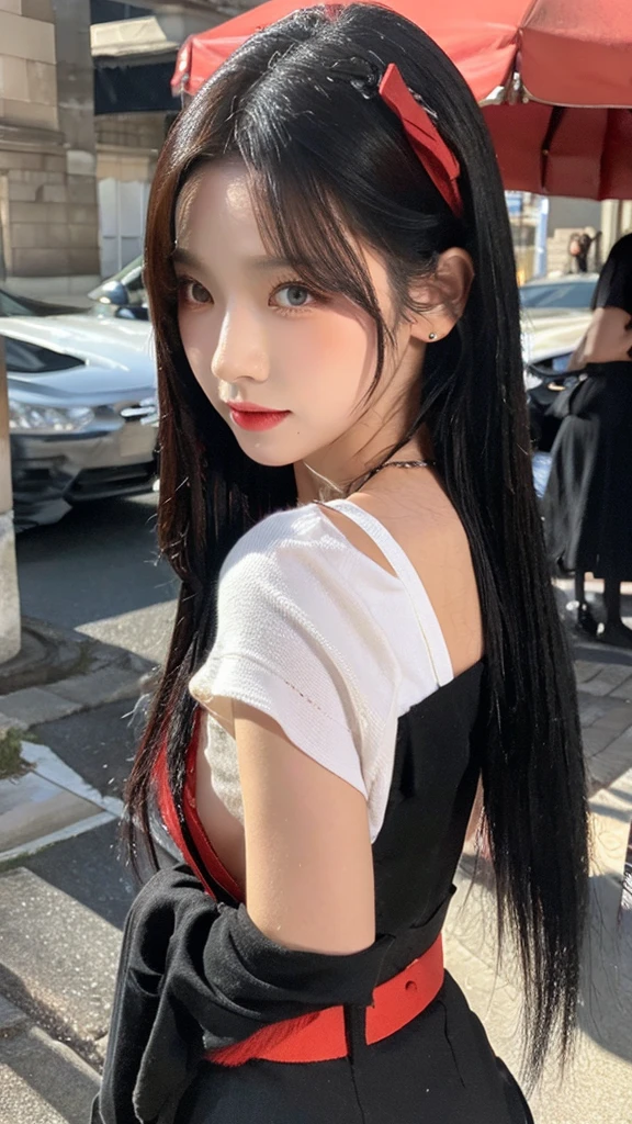 Black hair Red eyes sexy kimono Black Fang hairpin,long hair
