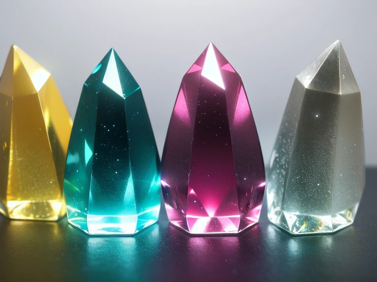 background is very black and dark, no humans, still life,
(Over 20 colorful crystals are embedded in 1 stone),
(the crystal color are red, blue, yellow, gold, silver, pink, green, orange, emerald green, clear white, dark green, light blue and purple.)
glass-like transparent crystals, sparkling crystals like diamond, elongated crystals:1.6, (very realistic crystals),
Fine reflections and structures can be seen inside the crystals, crystals has many cutting edge:0.8,
the most bottom part of the stone is conformed from 10 black crystals, the stone is prickly and rugged, clear image,