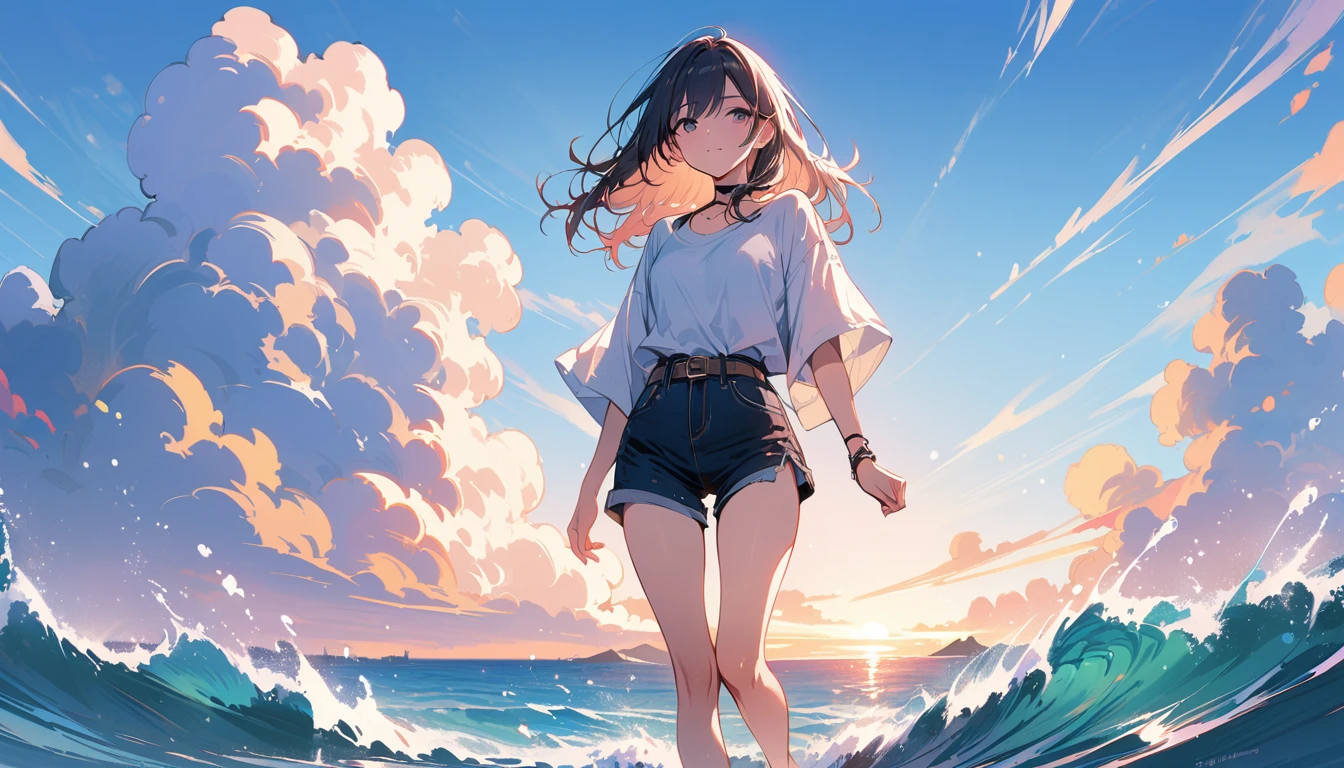 (masterpiece, Highest quality:1.2), 1 Girl, alone,Eyes open,Are you having fun,Tropical atmosphere,Ocean,Taking a walk
