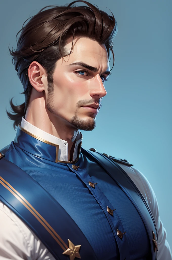 handsome duke , profile pic, blue background , digitl art. naughty man