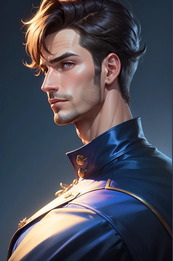 handsome duke , profile pic, blue background , digitl art. naughty man