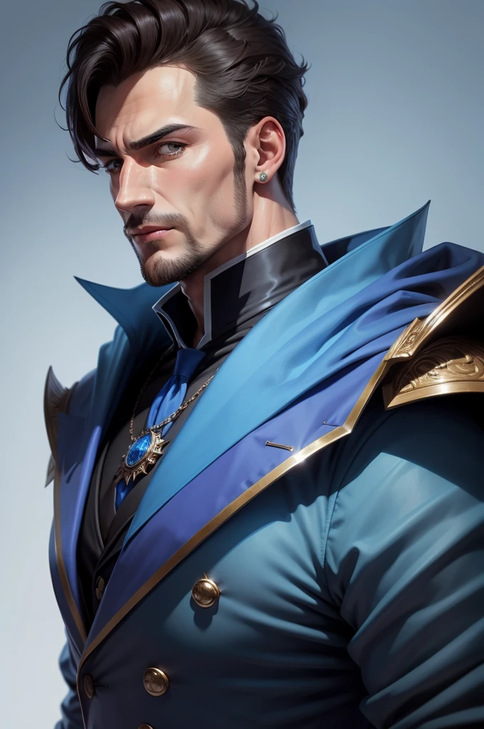 handsome duke , profile pic, blue background , digitl art. naughty man