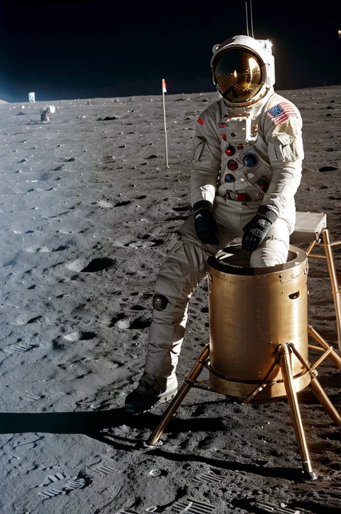 Marc Zuckerberg sits on the moon and grills