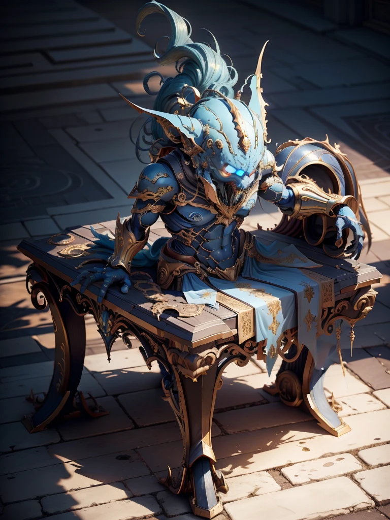 Create hyper-verbose, Best quality, A high-resolution masterpiece,Depict umbra elements,An inhumanoid figure oozing a perfect blue energy shadow, Highqualityshadow, Photorealistic,