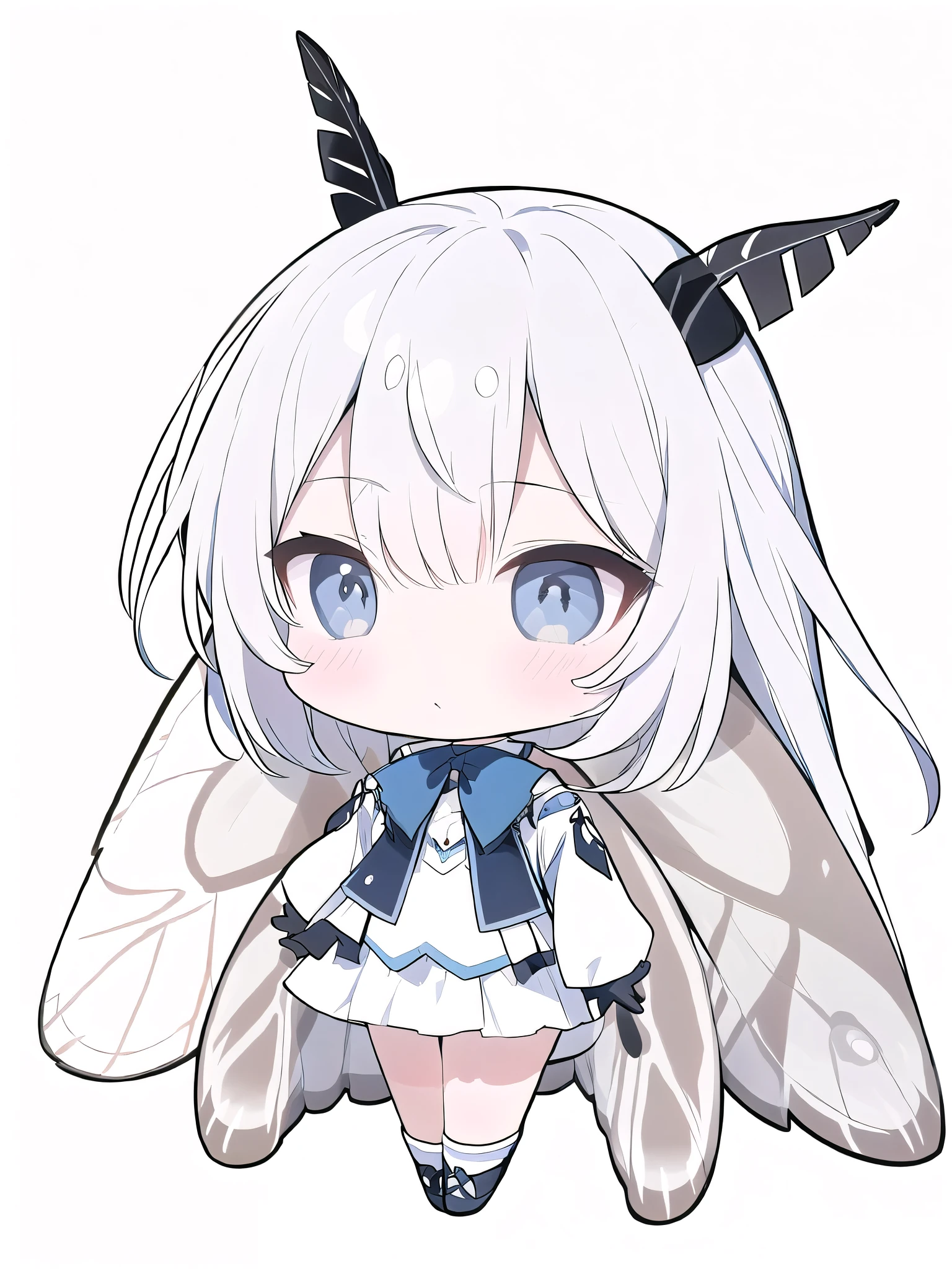 mothgirlcpt, moth antennae, moth wings, solo, 1girl, drooping tactile sensation、cute、fluffy、Light production、Silkworm moth