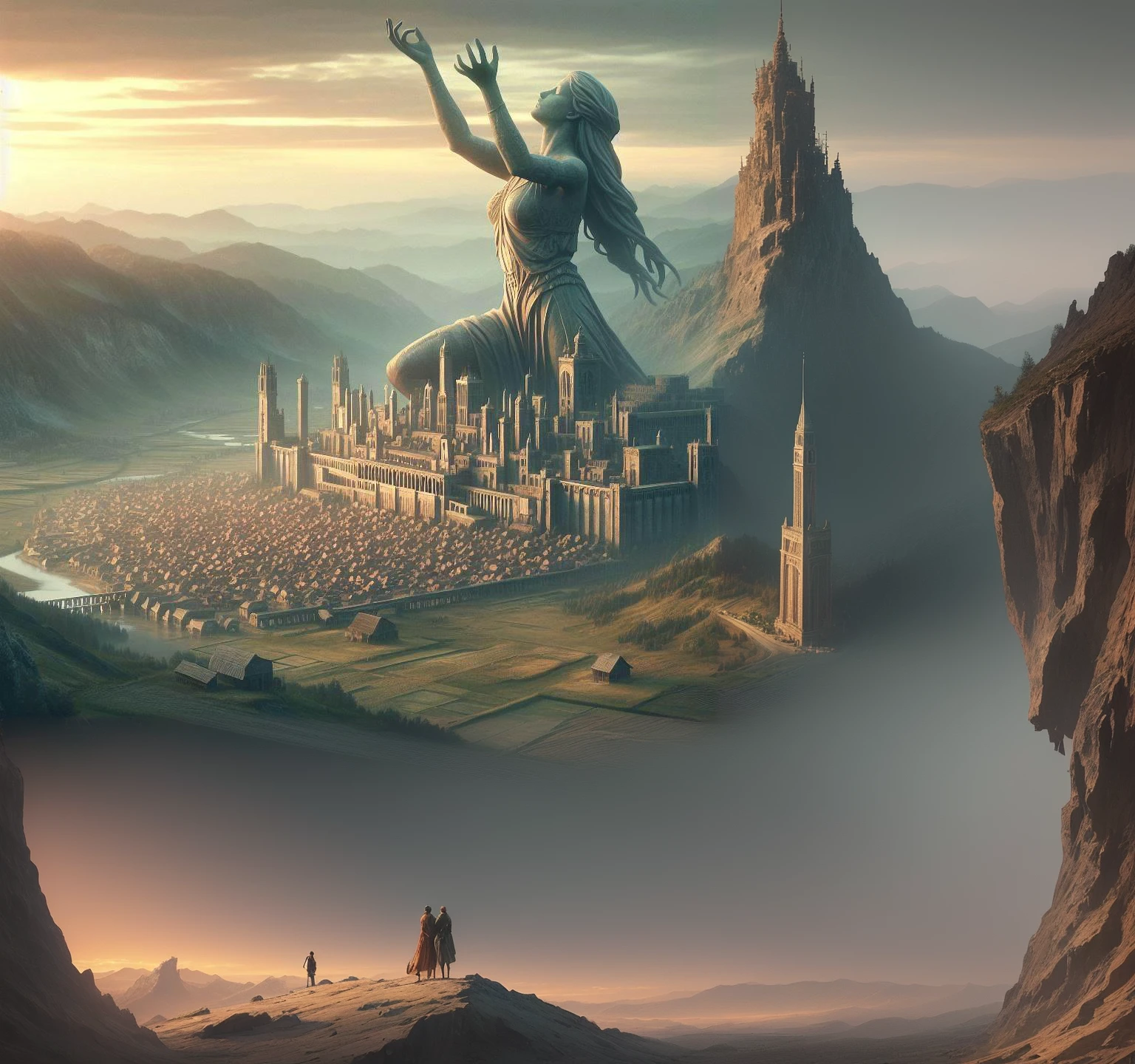 ((friendship)), end of world, realistic epic, (HDR:1.4), (subdued colors:1.4), apocalypto, forlorn, Neutral Colors, natta, screen space refractions, (details Intricate), (details Intricate, hyperdetailed:1.2), art station, cinematic shot, vignette, complex background, building,((holding hands)). Complete the expansion with cities